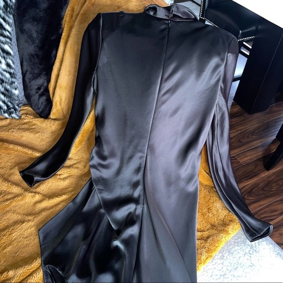 Alexander Wang Asymmetric Gathered Satin Dress in Black - Picture 10 of 13